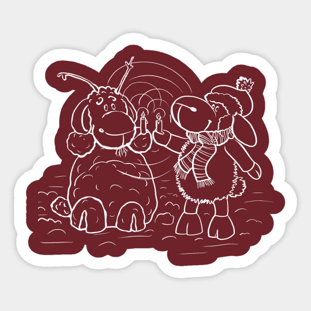 Sheep and Snowman - Miss you Sticker by mnutz